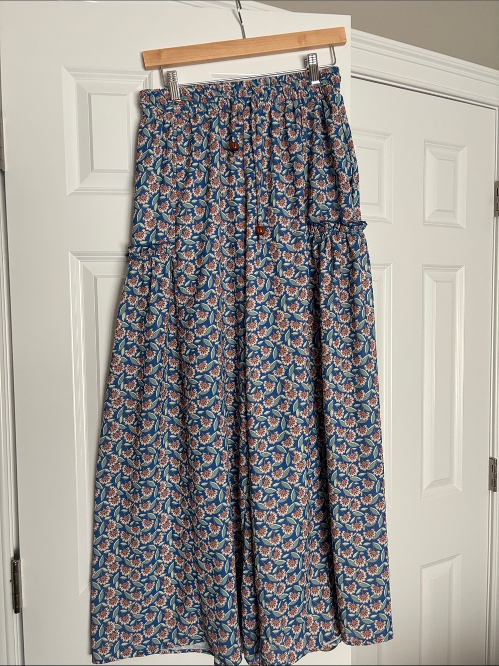 Three Bird Nest Blue Floral Tiered Wide-Leg Pants